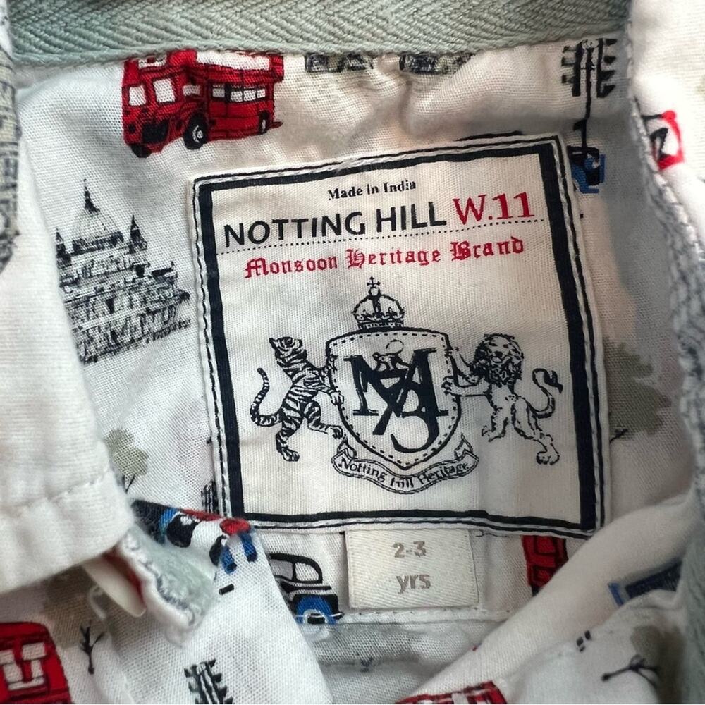 Monsoon Notting Hill W.11 London Printed Shirt White Long Sleeve button up - Picture 4 of 5